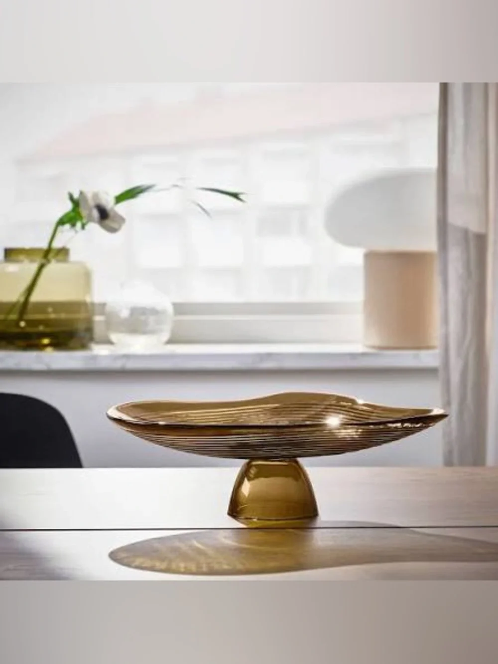 IKEA HÄCKPOPPEL decorative bowl with base brown, 24 cm pedestal bowl